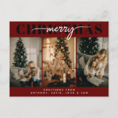 メリークリスマススリーファミリーフォトタイポグラフィ シーズンポストカード (正面)