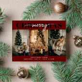 メリークリスマススリーファミリーフォトタイポグラフィ シーズンポストカード