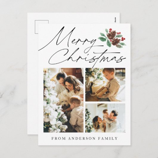 メリークリスマススリーフォトさくらんぼ植物学 シーズンポストカード (正面/裏面)