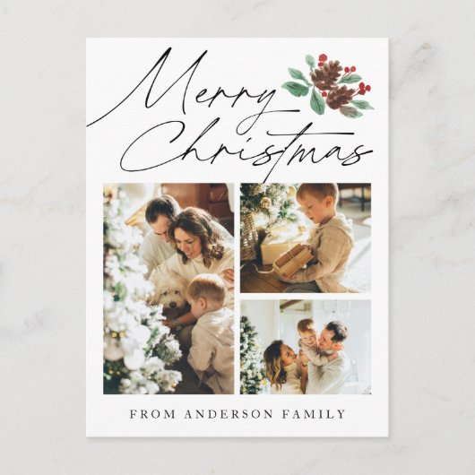 メリークリスマススリーフォトさくらんぼ植物学 シーズンポストカード (正面)