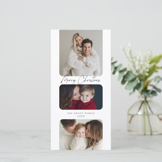メリークリスマススリーフォトホリデー シーズンカード (スタンド正面)
