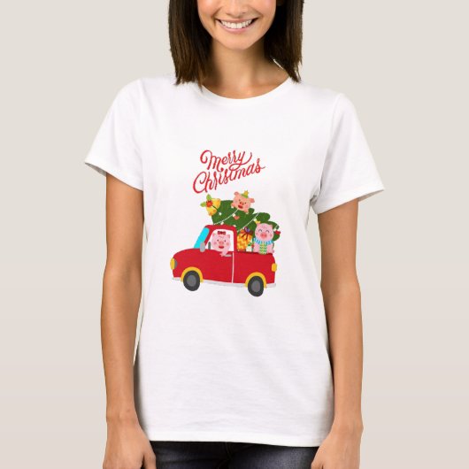 メリークリスマススリーリトルピギー Tシャツ (正面)