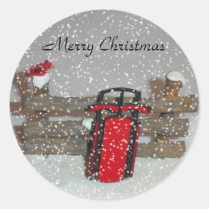 メリークリスマススレッドのステッカー ラウンドシール