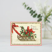 メリークリスマススレッドヴィンテージ再生葉書 シーズンポストカード (スタンド正面)