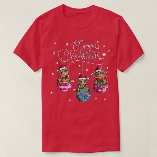 メリークリスマススロスクリスマスボールモチーフクリステム Tシャツ (デザイン正面)