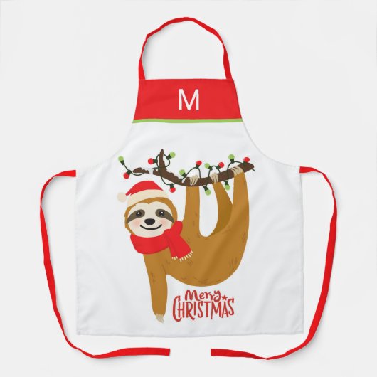 メリークリスマススロスホリデーズモダンおもしろい エプロン (正面)