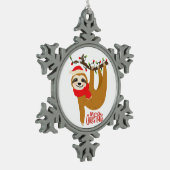 メリークリスマススロース |休日 スノーフレークピューターオーナメント (左)