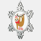 メリークリスマススロース |休日 スノーフレークピューターオーナメント (右)