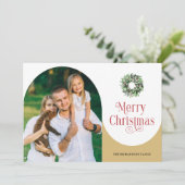 メリークリスマススワールアーチ写真メッセージ金ゴールド シーズンカード (スタンド正面)