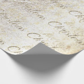 メリークリスマスセピア金ゴールドグリッターパールコテージ ラッピングペーパー (角)