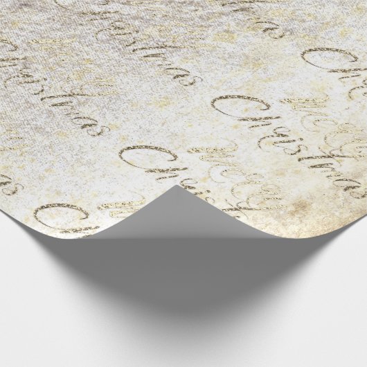 メリークリスマスセピア金ゴールドグリッターパールコテージ ラッピングペーパー (角)