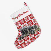メリークリスマスセミトランスポートトラックスノーフレーク ラージクリスマスストッキング (裏面 (吊り時))