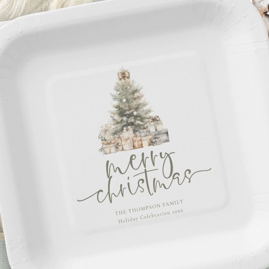 メリークリスマスセージのスクリプトツリー名の年 ペーパープレート