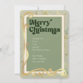 メリークリスマスセージ緑と金ゴールド2フォトカード シーズンカード (正面)