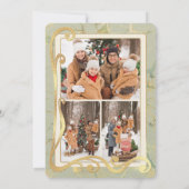 メリークリスマスセージ緑と金ゴールド3フォトカード シーズンカード (裏面)