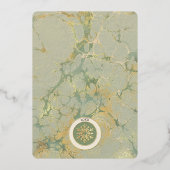 メリークリスマスセージ緑と金ゴールド 箔シーズンカード (裏面)