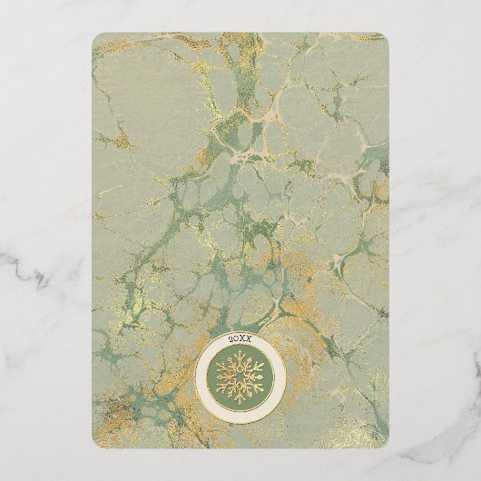 メリークリスマスセージ緑と金ゴールド 箔シーズンカード (裏面)