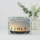 メリークリスマスセージ緑の写真家族の名前 シーズンポストカード (スタンド正面)