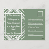 メリークリスマスセージ緑の写真家族の名前 シーズンポストカード (裏面)