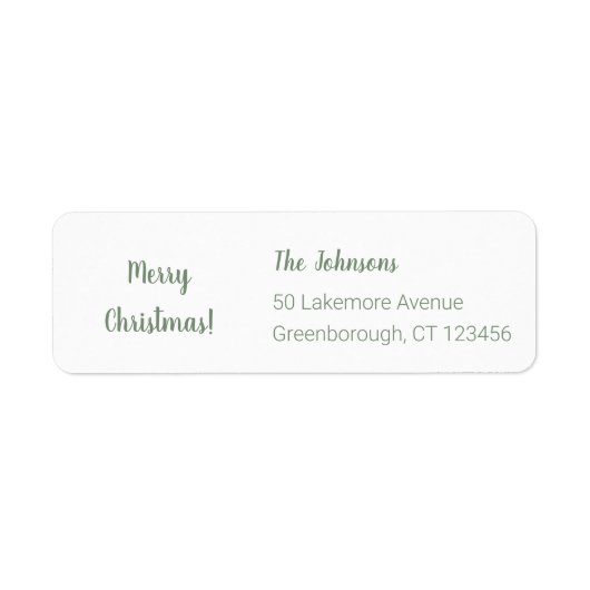 メリークリスマスセージ緑の家族の名前のアドレス ラベル (正面)