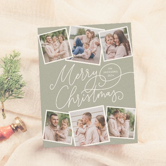 メリークリスマスセージ緑6枚の写真予算