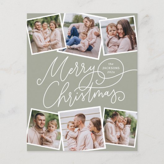 メリークリスマスセージ緑6枚の写真予算 (正面)