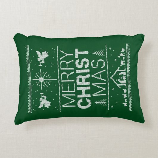 メリークリスマスセーターキリスト教イエスキリスト アクセントクッション (正面)
