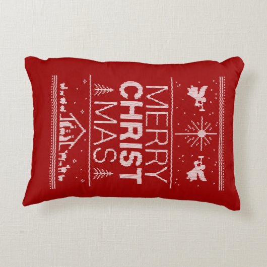メリークリスマスセーターキリスト教イエスキリスト アクセントクッション (裏面)