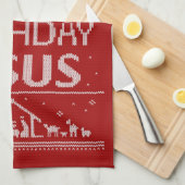 メリークリスマスセーターハッピーバースデーイエス信仰 キッチンタオル (四つ折り)