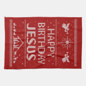 メリークリスマスセーターハッピーバースデーイエス信仰 キッチンタオル (横)