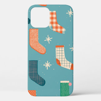 メリークリスマスソックスの柄イラストレーション。 iPhone 12ケース