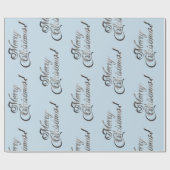 メリークリスマスソフトベビーブルーシルバーグレー ラッピングペーパー (フラット)