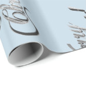 メリークリスマスソフトベビーブルーシルバーグレー ラッピングペーパー (ロールコーナー)