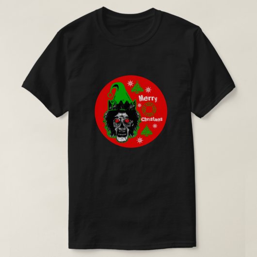 メリークリスマスゾンビレッドアイレッドサークル Tシャツ (デザイン正面)