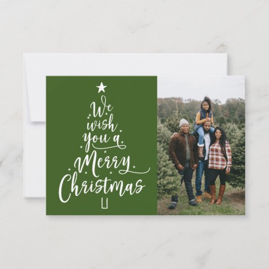 メリークリスマスタイプのツリー写真クリスマスカード サンキューカード (正面)