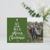 メリークリスマスタイプのツリー写真クリスマスカード サンキューカード (スタンド正面)