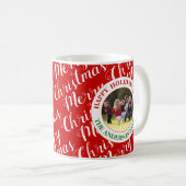 メリークリスマスタイポグラフィとフォトレッドホリデー コーヒーマグカップ (正面右)