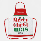 メリークリスマスタイポグラフィとヴィンテージ要素 エプロン (正面)