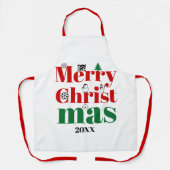 メリークリスマスタイポグラフィとヴィンテージ要素 エプロン (正面)
