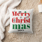 メリークリスマスタイポグラフィとヴィンテージ要素 クッション (ブランケット)