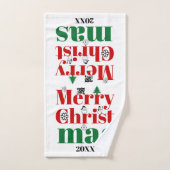 メリークリスマスタイポグラフィとヴィンテージ要素 バスタオルセット (ハンドタオル)