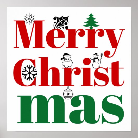 メリークリスマスタイポグラフィとヴィンテージ要素 ポスター (正面)