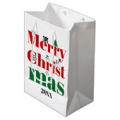メリークリスマスタイポグラフィとヴィンテージ要素 ミディアムペーパーバッグ (正面アングル)