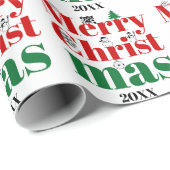 メリークリスマスタイポグラフィとヴィンテージ要素 ラッピングペーパー (ロールコーナー)