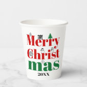 メリークリスマスタイポグラフィとヴィンテージ要素 紙コップ (裏面)