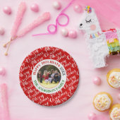 メリークリスマスタイポグラフィと写真の休日 ペーパープレート (パーティー)