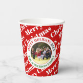 メリークリスマスタイポグラフィと写真の休日 紙コップ (裏面)