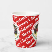 メリークリスマスタイポグラフィと写真の休日 紙コップ (左)