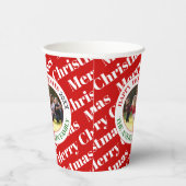 メリークリスマスタイポグラフィと写真の休日 紙コップ (右)