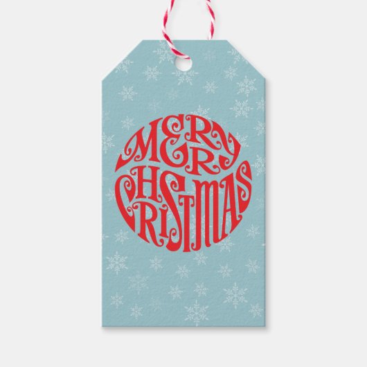 メリークリスマスタイポグラフィめでたい挨拶 ギフトタグ (正面)
